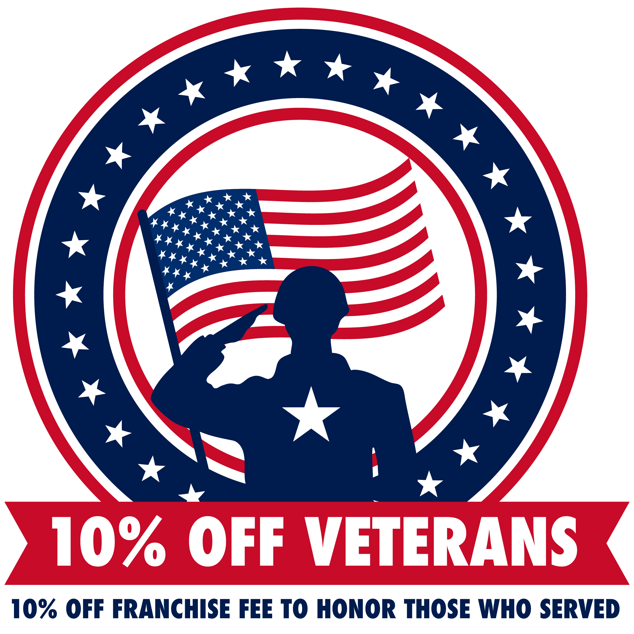 10 percent off for veterans for franchise opportunities